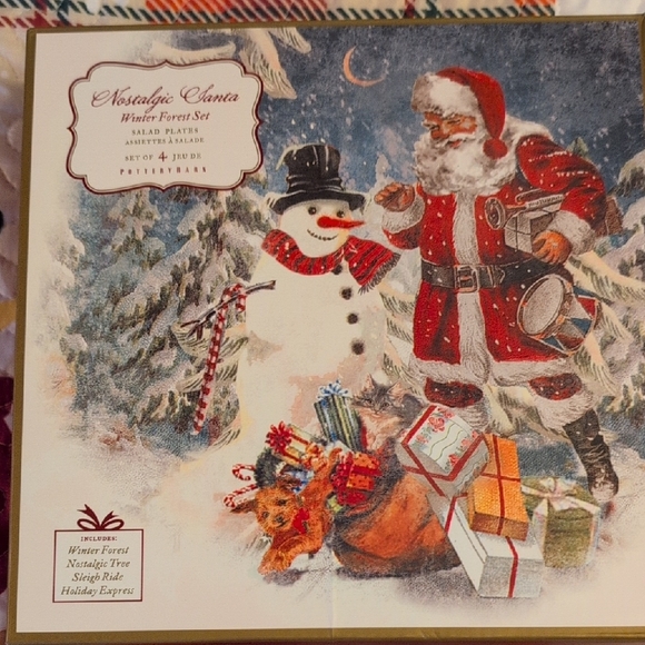 Pottery Barn Festive Santa and Train Plate Set - Picture 2 of 4